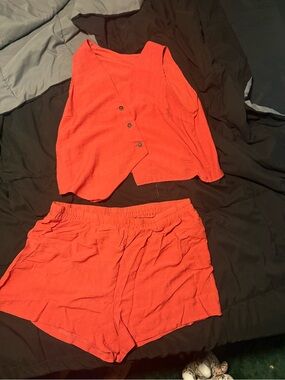 Women’s Lightweight Orange set- Casual Elastic Waist